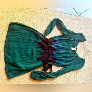 Green- blue,black in waistline Dress - size M